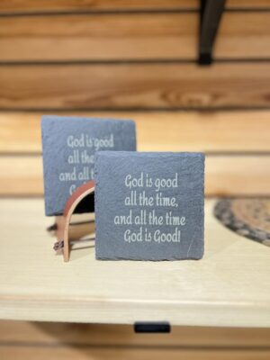 Slate Coasters With Leather Display Stand