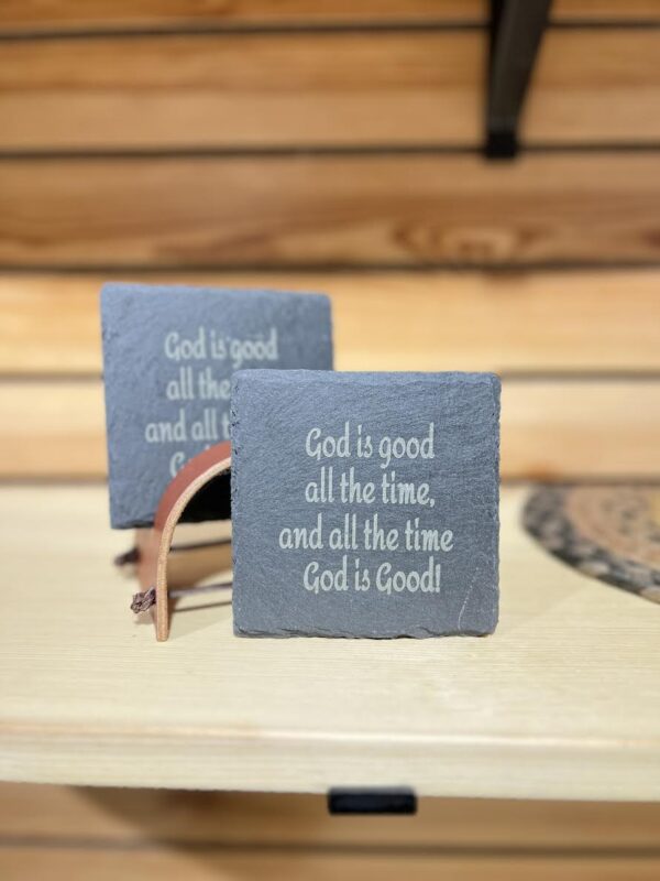 Slate Coasters With Leather Display Stand
